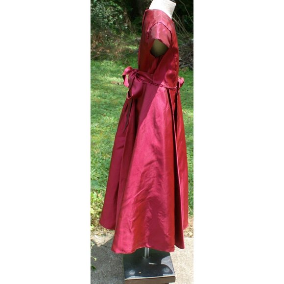 VTG Jessica McClintock Girls Red Dress Sz 7 Bow Rose Holiday Party Formal Xmas - Picture 3 of 10